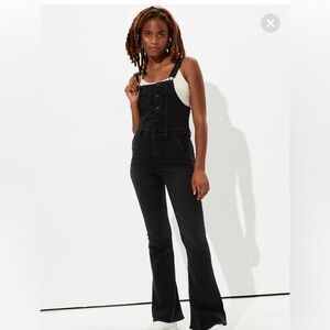 American Eagle retro flare Black Denim Overalls